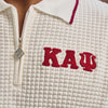 Kappa Alpha Psi Greek Letter Waffle Knit Zip Polo (Cream)