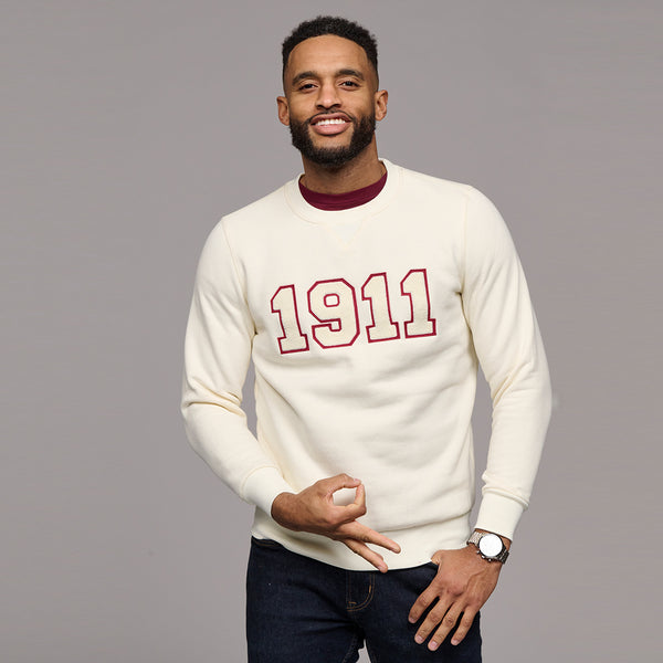 cream crewneck sweatshirt