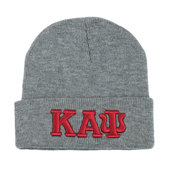 Kappa Alpha Psi Greek Letter Knit Beanie Cap Grey