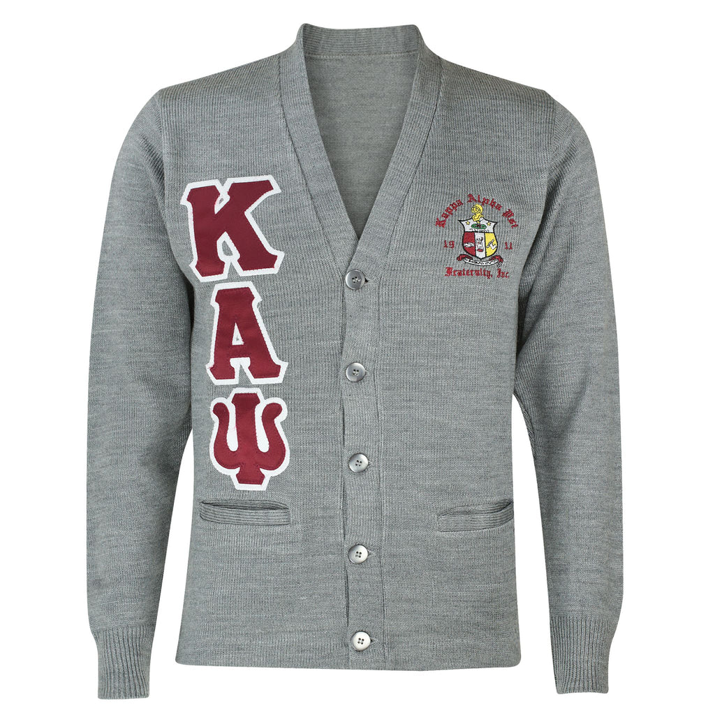 Kappa Alpha Psi Greek Letter Cardigan Sweater (Heather Grey)-FINAL SALE