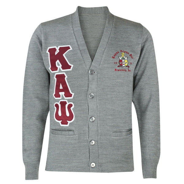 Kappa Alpha Psi Greek Letter Cardigan Sweater (Heather Grey)-FINAL SALE