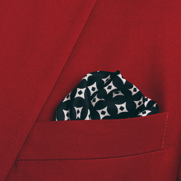 Kappa Alpha Psi Diamond Star Pattern Pocket Square (Black/White)