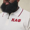 Kappa Alpha Psi Greek Letter Waffle Knit Zip Polo (Cream)