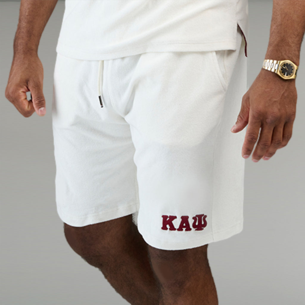 Kappa Alpha 3-Letter Terry Drawstring Shorts (Cream)