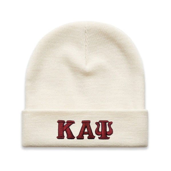 Kappa Alpha Psi Greek Letter Knit Beanie Cap (Cream)