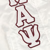 Kappa Alpha Psi Classic 3-Letter Satin Varsity Jacket (White)