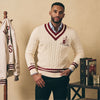 Kappa Alpha Psi V-neck Cable-Knit Sweater (Cream)