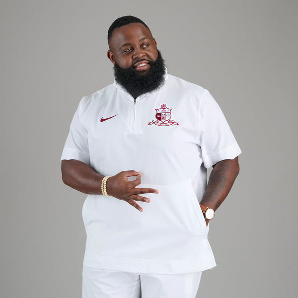 Kappa Alpha Psi NIKE Coat of Arms DriFit Short Sleeve Coaches Jacket (White)