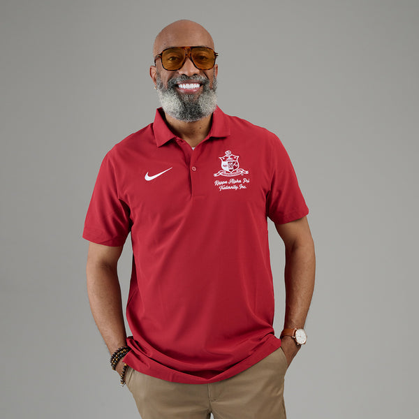 Kappa Alpha Psi NIKE Coat of Arms Script DriFit Polo (Krimson)