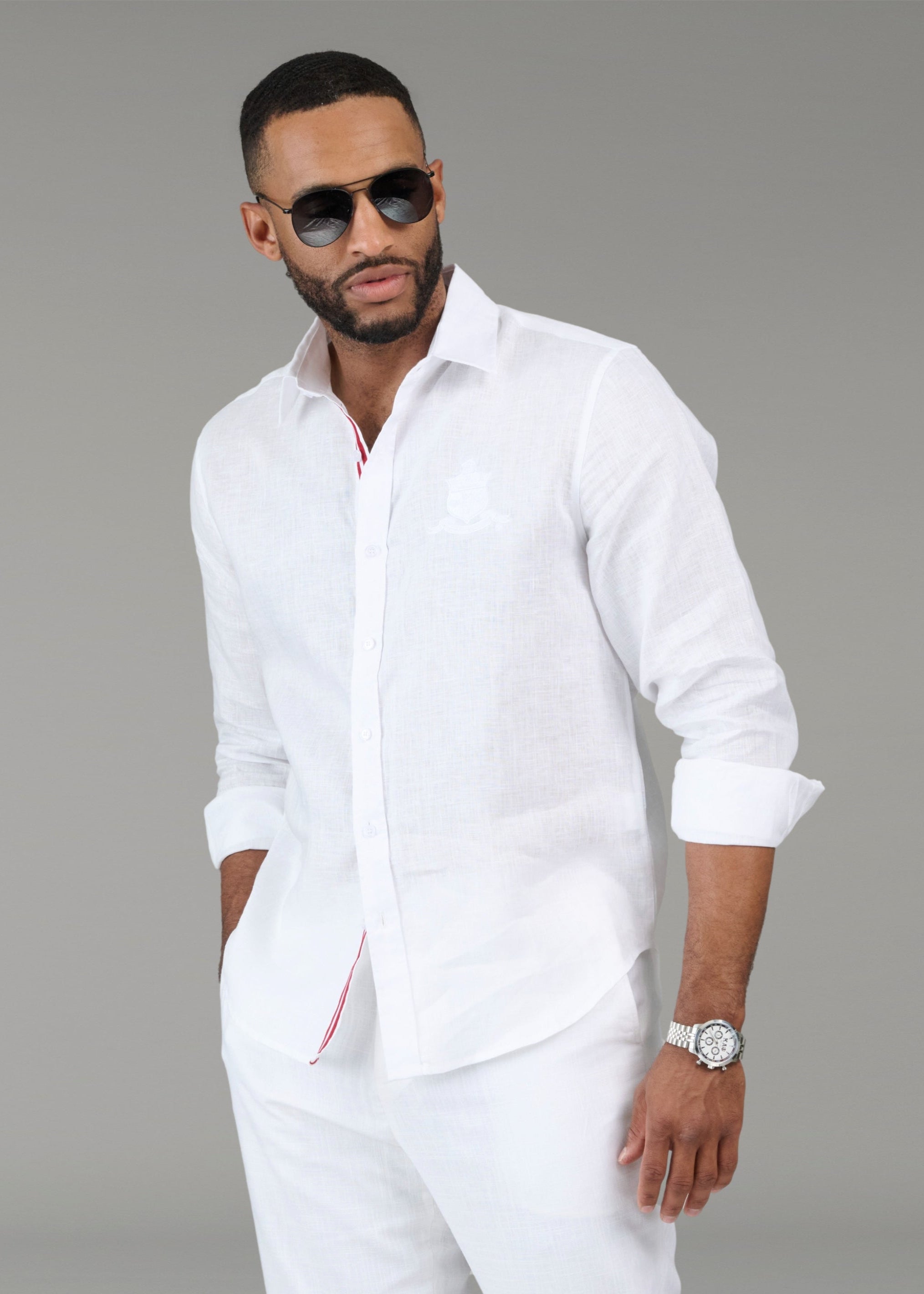 Kappa Alpha Psi Coat of Arms Tonal Linen Button Up Shirt – Nupemall