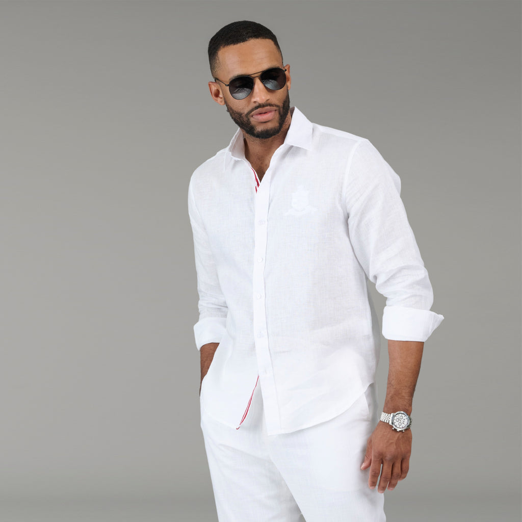 Kappa Alpha Psi Coat of Arms Tonal Linen Button Up Shirt