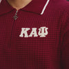 Kappa Alpha Psi Greek Letter Waffle Knit Zip Polo (Krimson)