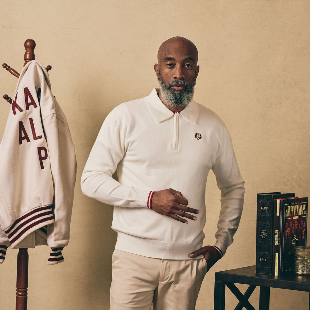 Kappa Alpha Psi Zip Polo Sweater (Cream)