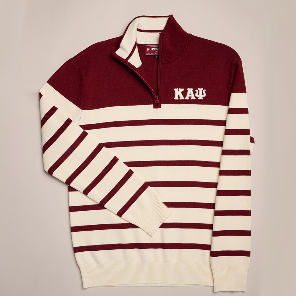 Kappa Alpha Psi Striped Quarter Zip Sweater