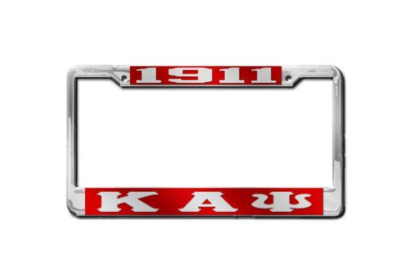 Kappa Alpha Psi 1911 - Greek Letters License Plate Frame (Red or Silver)