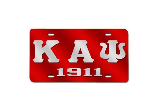 Kappa Alpha Psi Greek Letter - 1911 License Plate (Red or Silver)