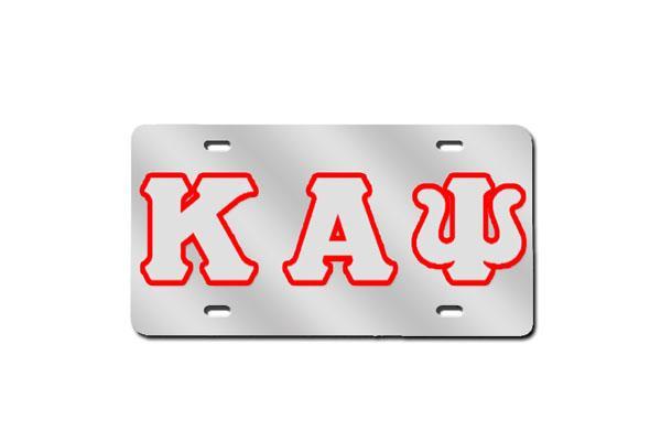 Kappa Alpha Psi Greek Letter License Plate w/ Outline (Red or Silver)