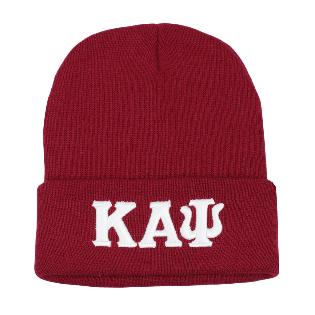 Kappa Alpha Psi Greek Letter Knit Beanie Cap (Krimson)