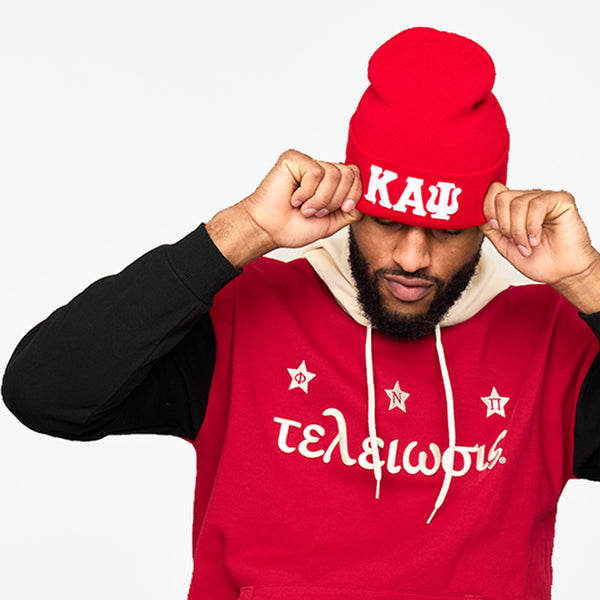 Kappa Alpha Psi Greek Letter Knit Beanie Cap (Red)