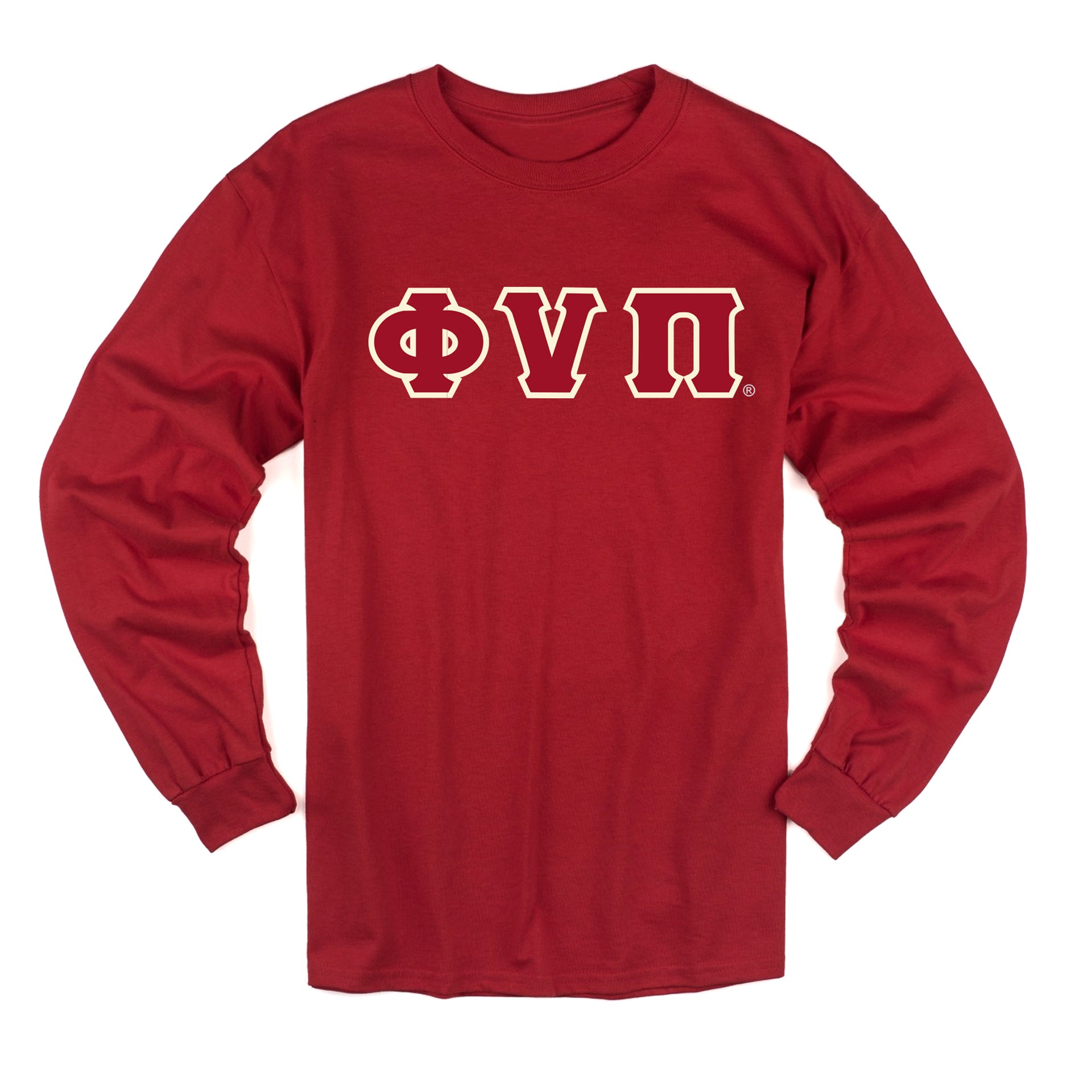 Kappa Alpha Psi Old Skool Phi Nu Pi Long Sleeve 3-Letter Tee (Krimson)  Small Krimson
