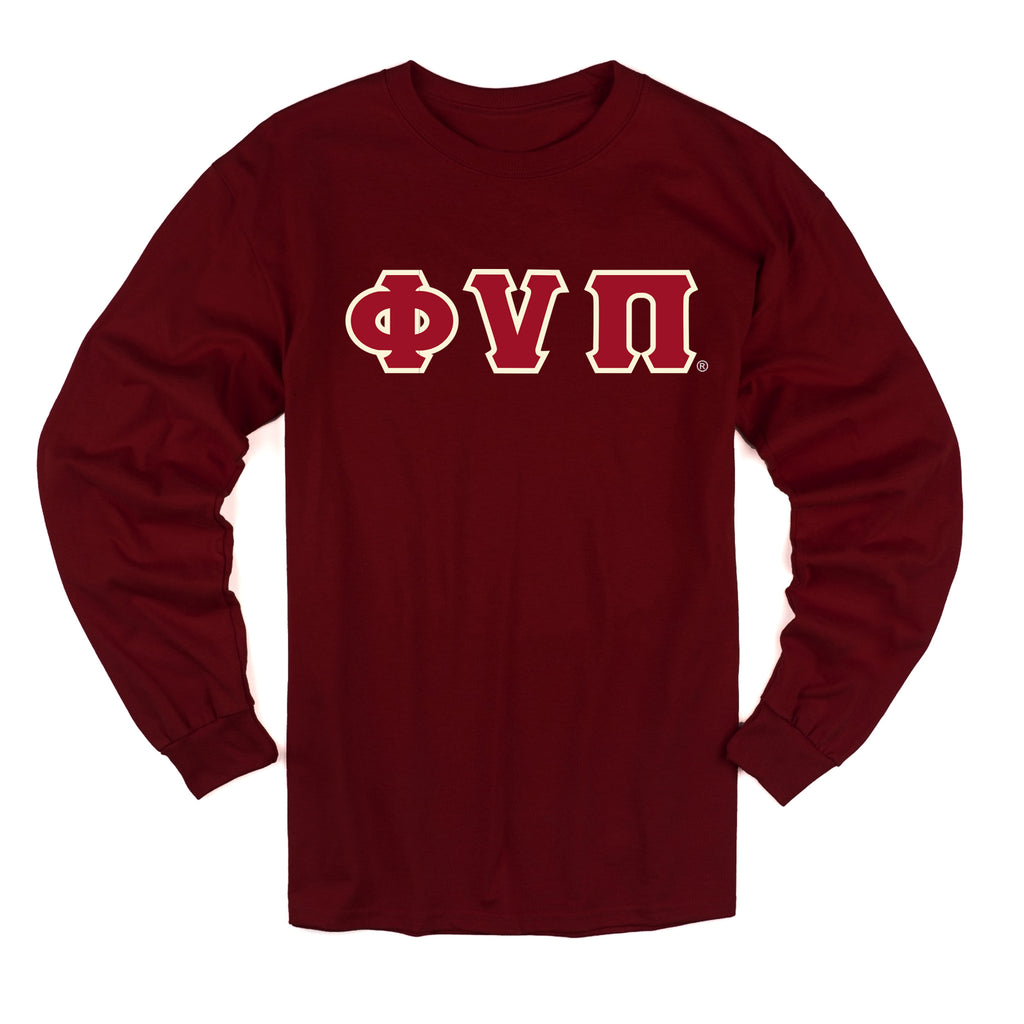 Kappa Alpha Psi Old Skool Phi Nu Pi Long Sleeve 3-Letter Tee (Maroon)