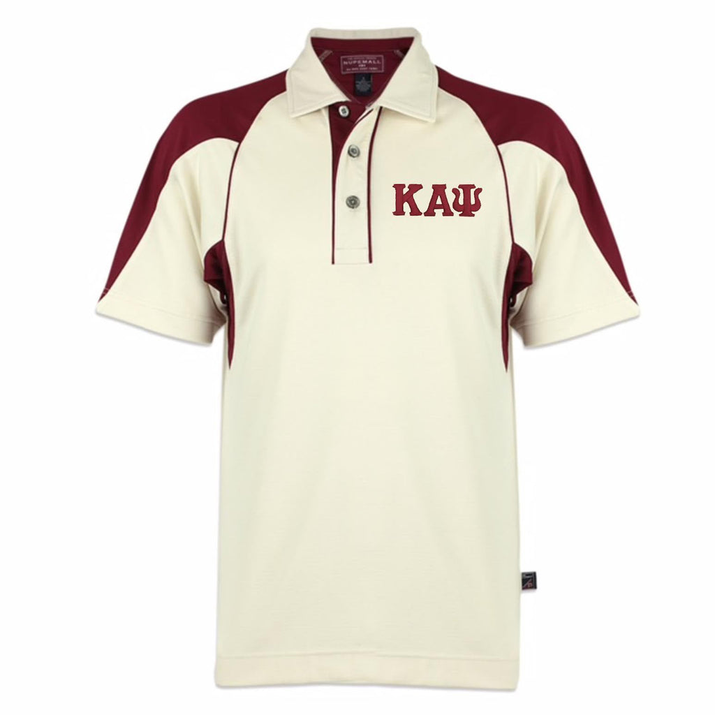 Kappa Alpha Psi Greek Letter DriFit Polo Shirt (Cream/Krimson)