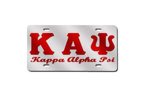 Kappa Alpha Psi Greek Letter - Script License Plate (Red or Silver)