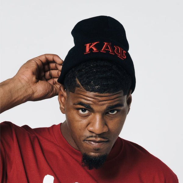 Kappa Alpha Psi Greek Letter Knit Beanie Cap (Black)