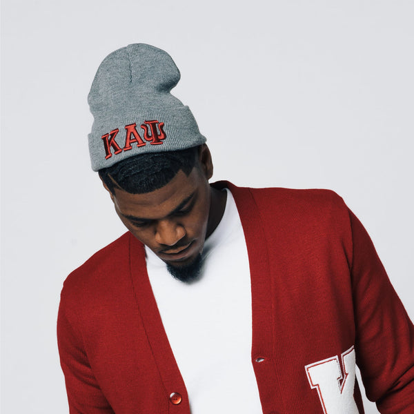 Kappa Alpha Psi Greek Letter Knit Beanie Cap (Grey)