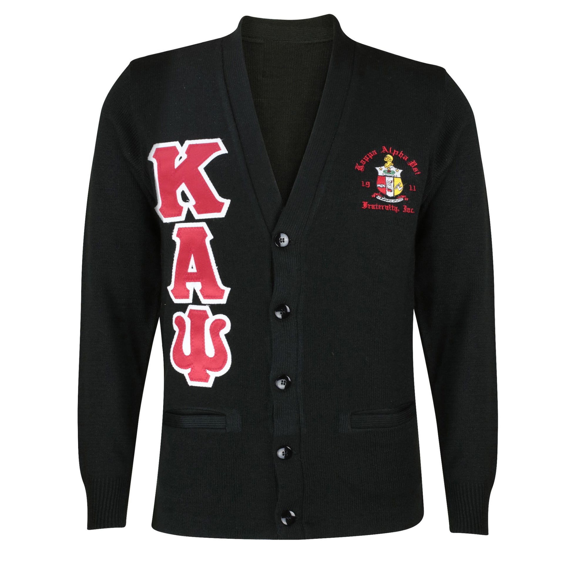 Kappa Alpha Psi Greek Letter Cardigan Sweater (Vintage Black