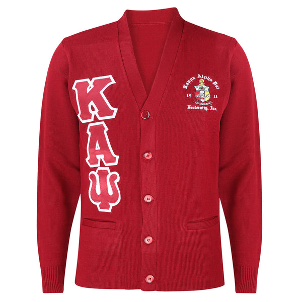 Kappa Alpha Psi  Greek Letter Cardigan Sweater (Red)