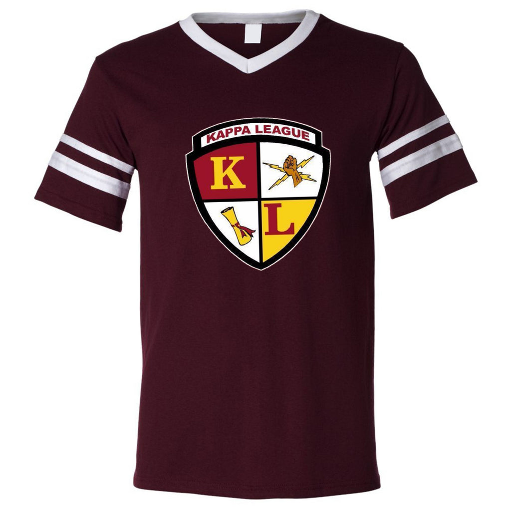 Kappa League Crest V-neck Jersey Tee (Maroon & White)