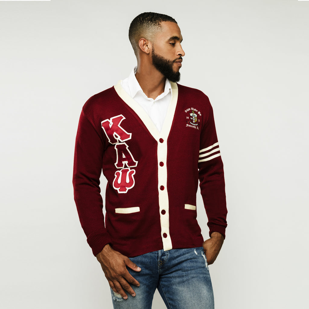 Kappa Alpha Psi Krimson & Kreme Greek Letter Cardigan Sweater