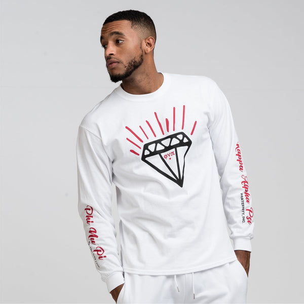 Kappa Alpha Psi Diamond Phi Nu Pi Long Sleeve Tee (White)