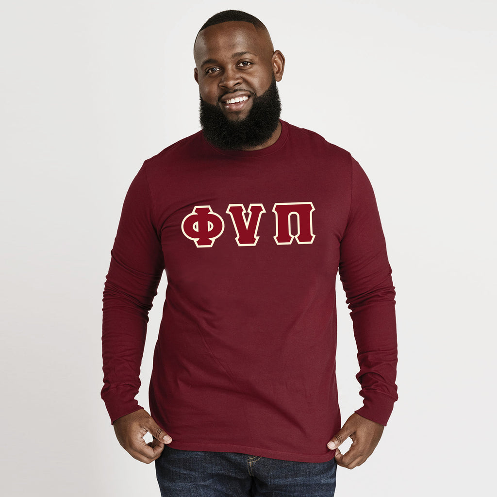 Kappa Alpha Psi Old Skool Phi Nu Pi Long Sleeve 3-Letter Tee (Maroon)