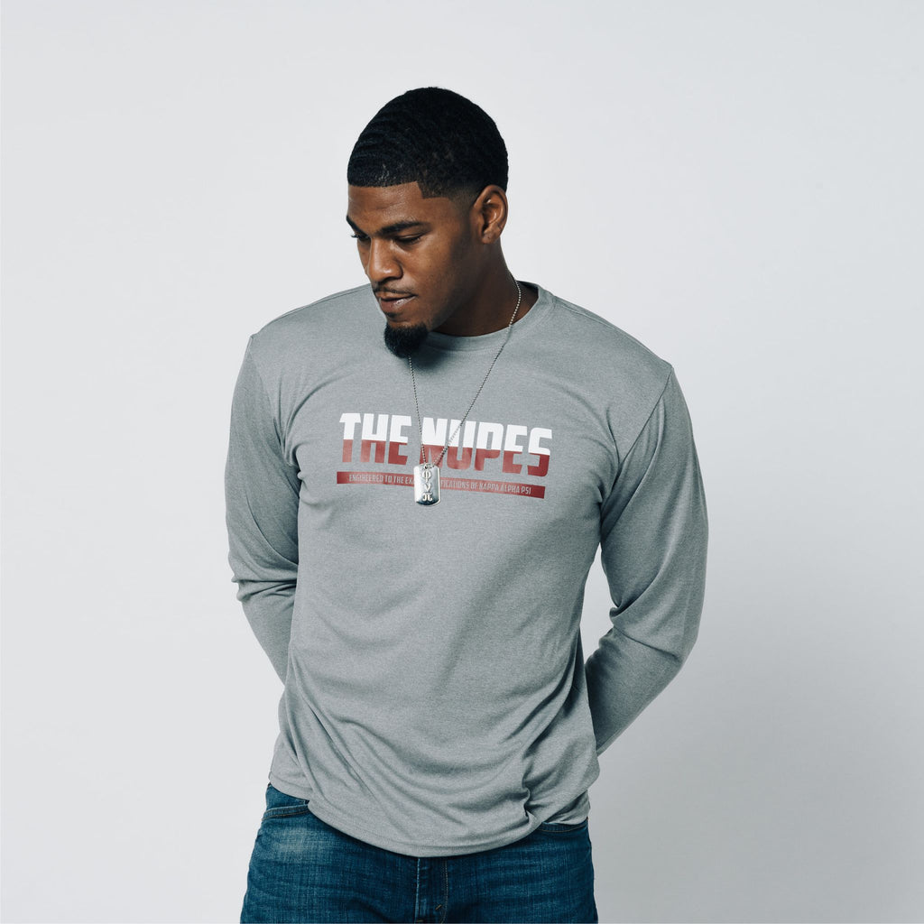 Kappa Alpha Psi The Nupes DriFit Long Sleeve Shirt  (Heather Grey)