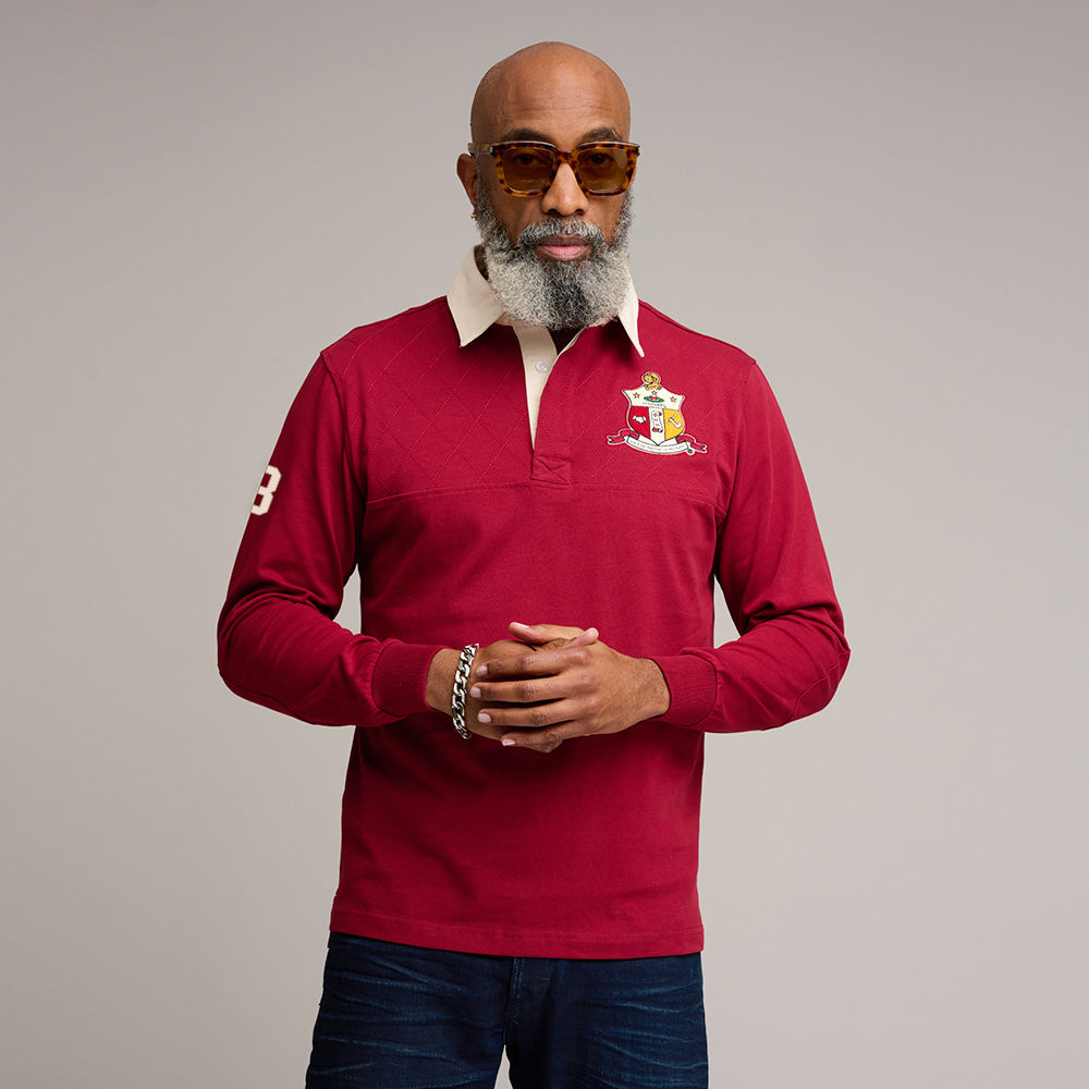 Kappa Alpha Psi Coat of Arms Long Sleeve Rugby Polo