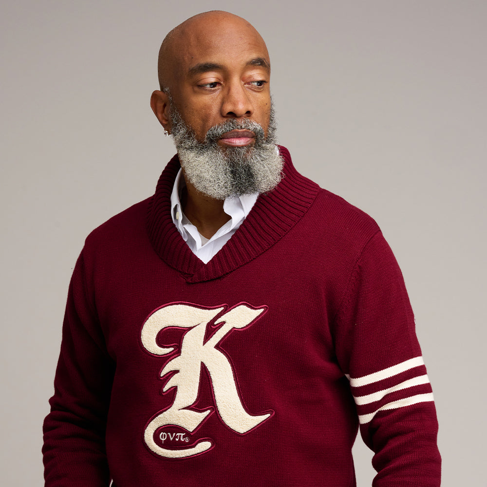 Kappa Alpha Psi Vintage K Shawl Collar Sweater (Krimson)