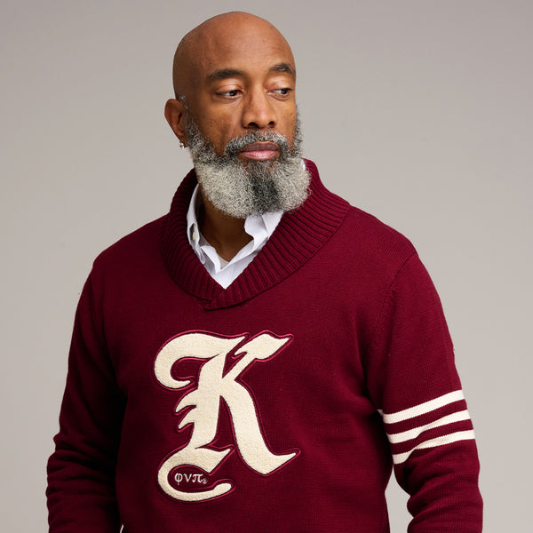 Kappa Alpha Psi Vintage K Shawl Collar Sweater (Krimson)