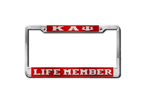 Kappa Alpha Psi Life Member License Plate Frame (Red or Silver)